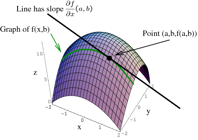 A derivada parcial como tangente na direção do eixo-x